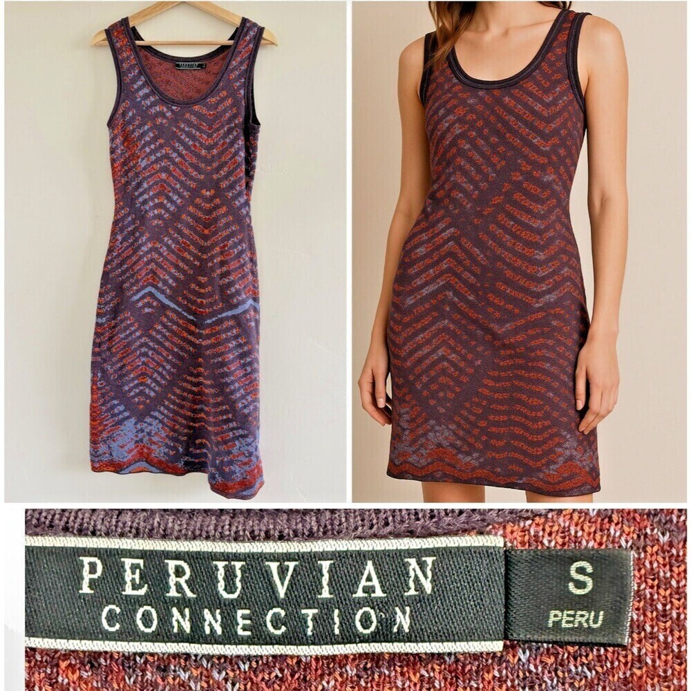 Peruvian Connection women Sleeveless 100% Pima Cotton Paisley  Midi Dress S